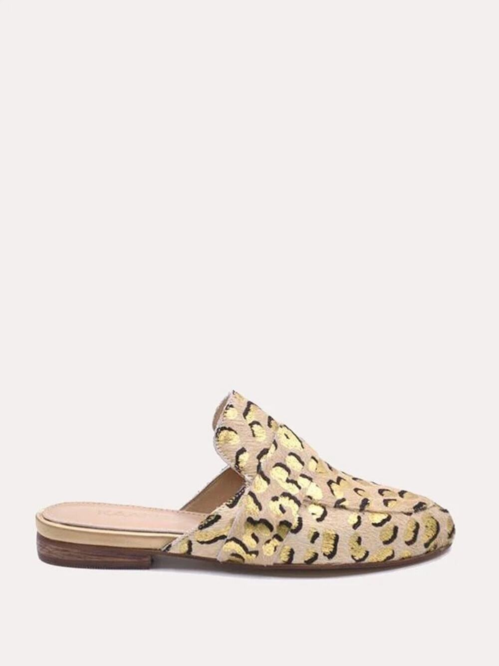 Kaanas Gold Leopard Milan Mule 9